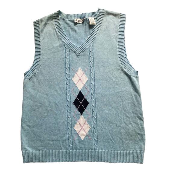 Robert Allan Kids Size Small Baby Blue Argyle V Neck Sleeveless Sweater Vest - Picture 1 of 7